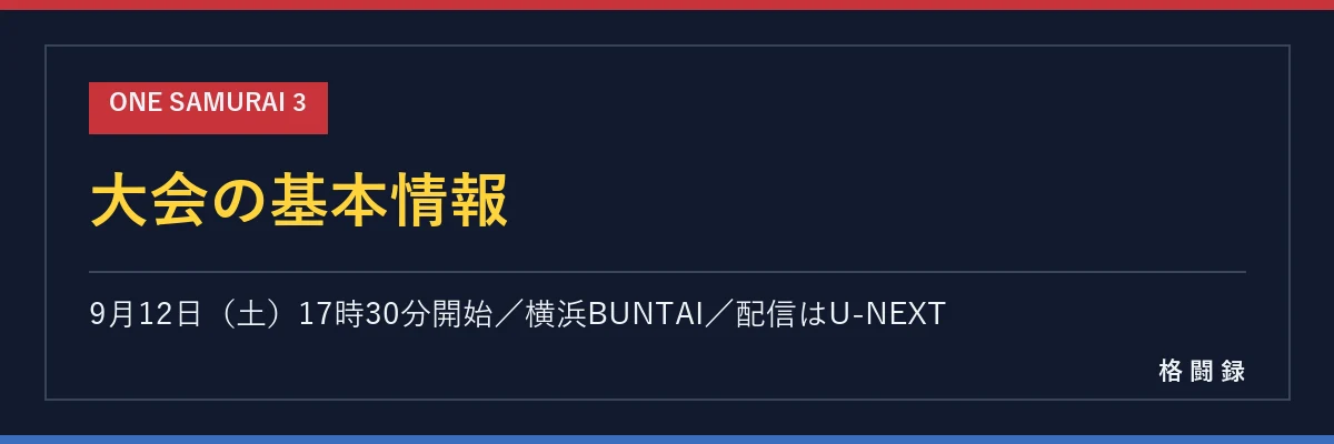 ONE SAMURAI 3 大会の基本情報
