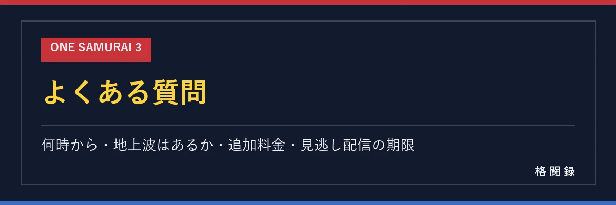 ONE SAMURAI 3 よくある質問