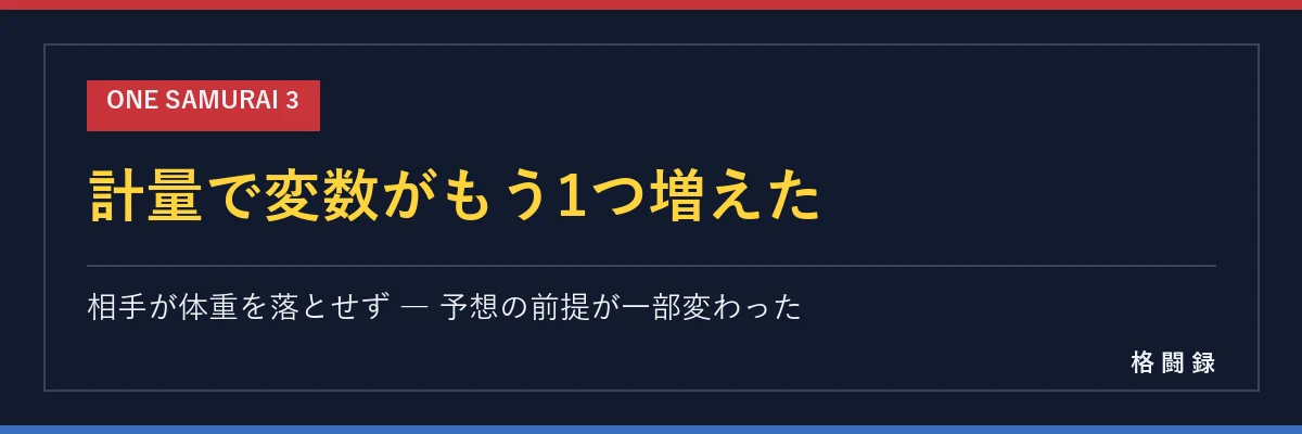 ONE SAMURAI 3 計量で変数がもう1つ増えた