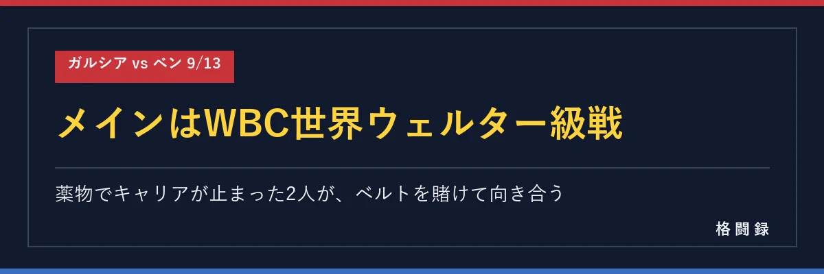 メインは薬物で止まった2人のWBC世界ウェルター級戦
