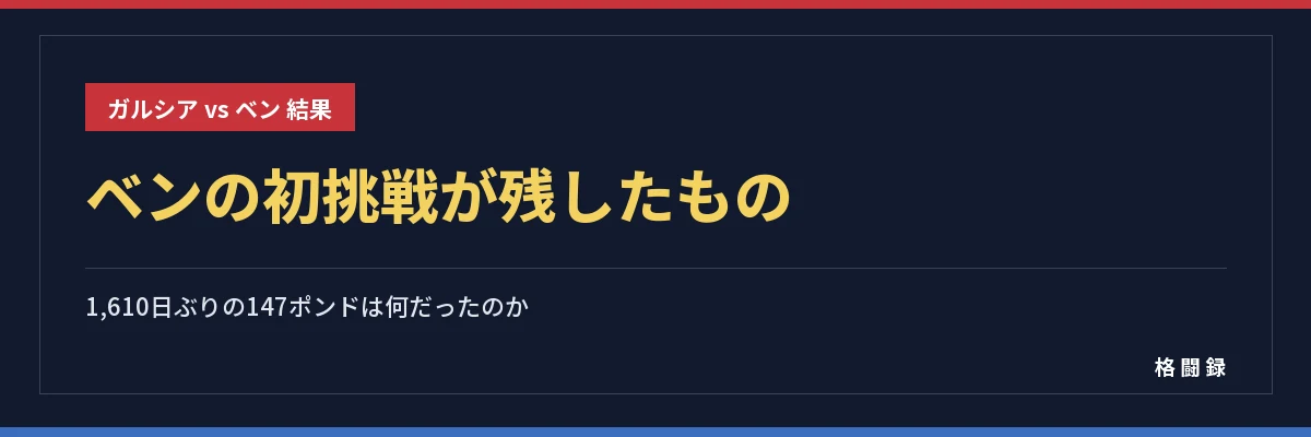 ベンの初挑戦が残したもの