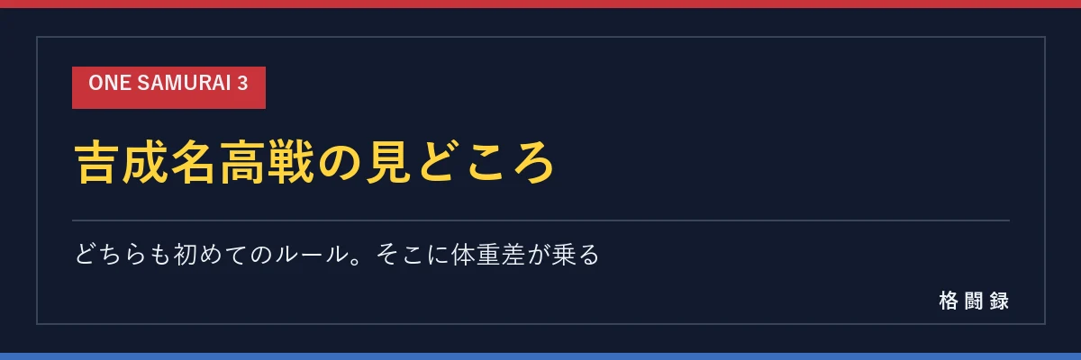 吉成名高戦の見どころ