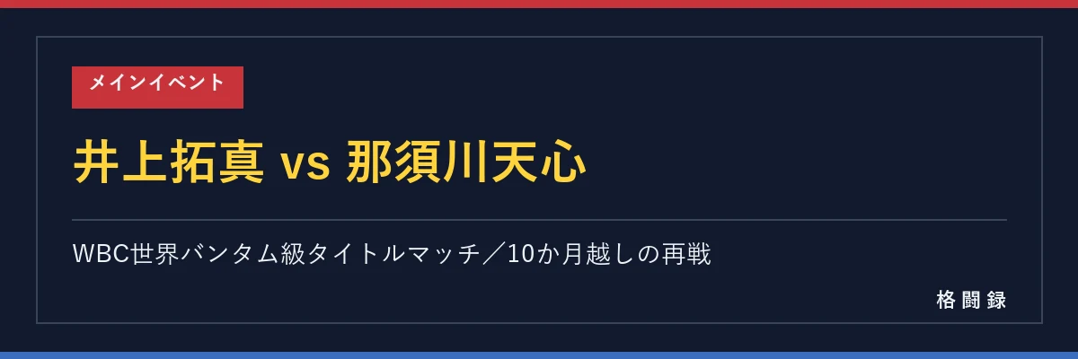 井上拓真 vs 那須川天心 WBC世界バンタム級