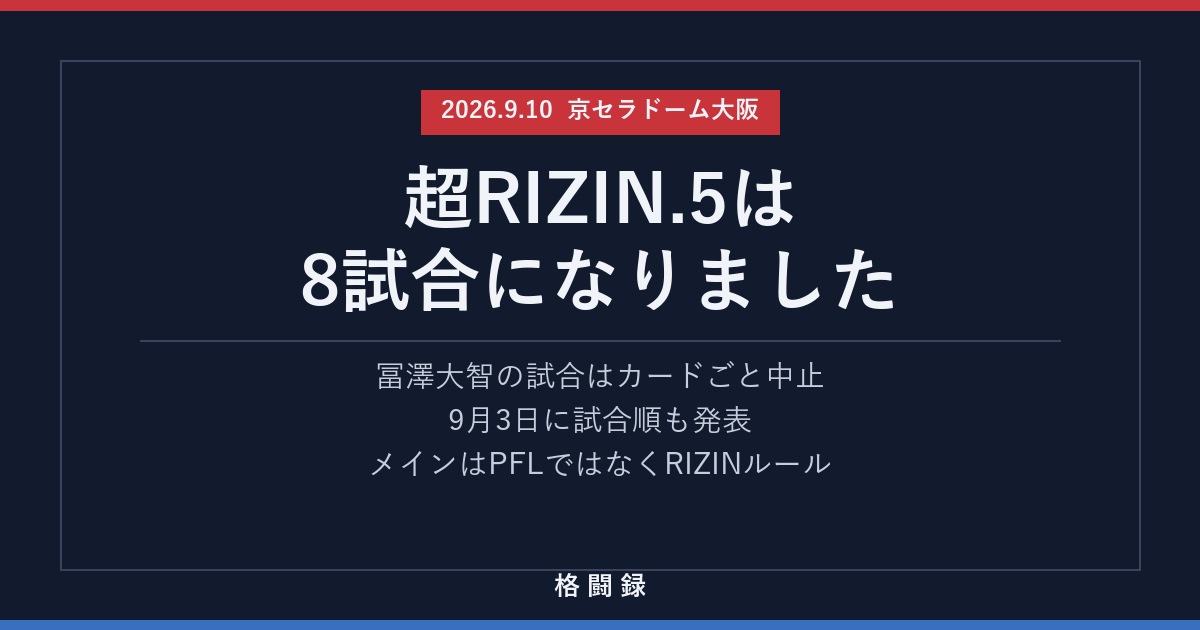 超RIZIN.5は8試合に｜試合順と3つの変更