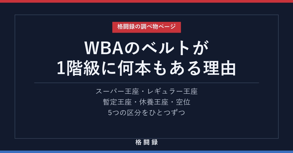 WBAのベルトが1階級に何本もある理由
