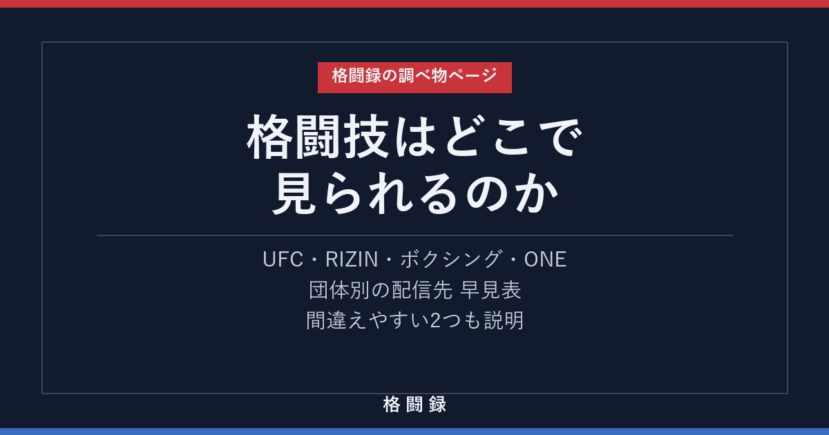 格闘技はどこで見られる？配信サービス早見表