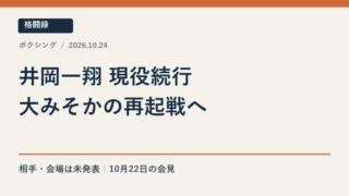 井岡一翔の現役続行と大みそか再起戦 相手と会場は未発表