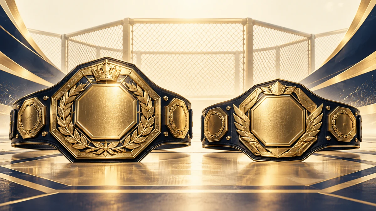UFC 336の2つの王座戦で押さえたいポイントを表すベルトのイラスト