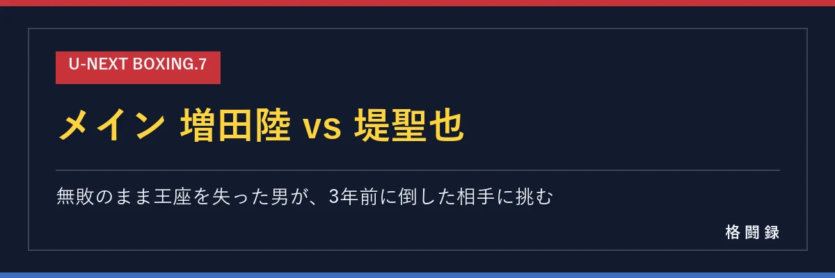 メイン 増田陸 vs 堤聖也 WBA世界バンタム級