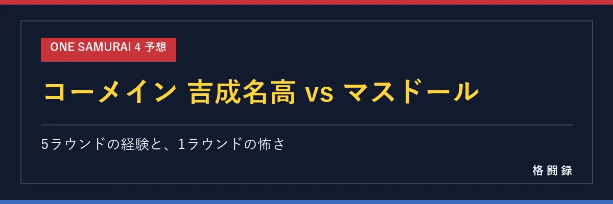 吉成名高 vs マスドールの予想