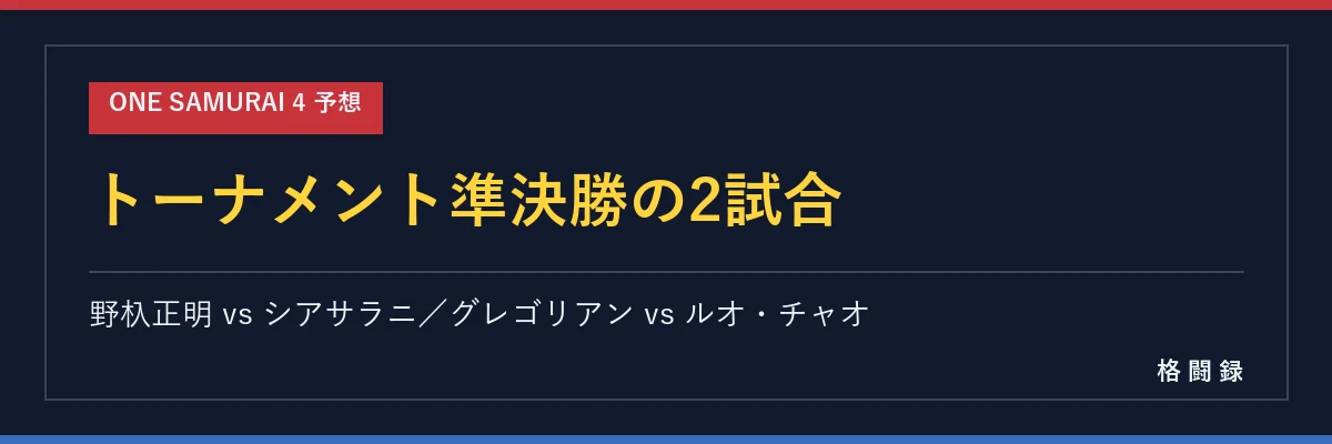 フェザー級トーナメント準決勝2試合の予想