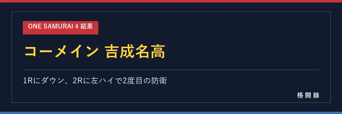 コーメイン 吉成名高 vs マスドール