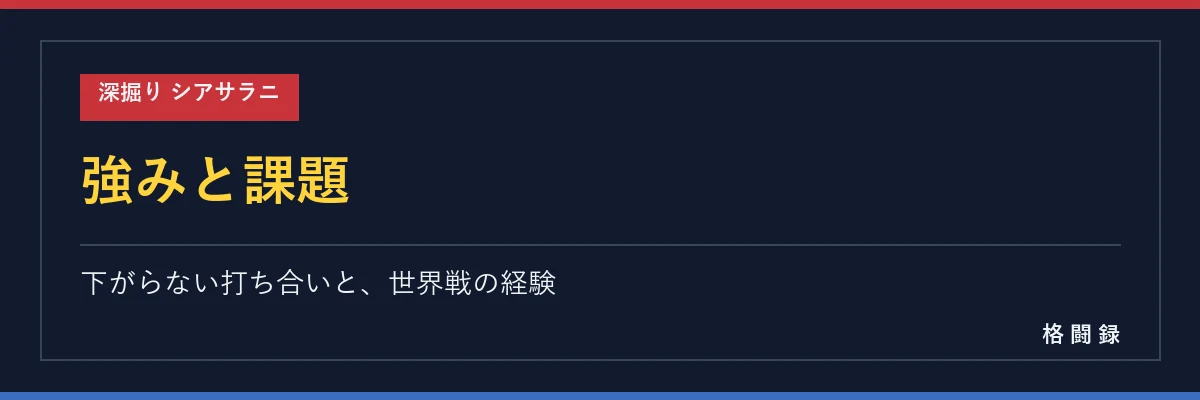 シアサラニの強みと課題