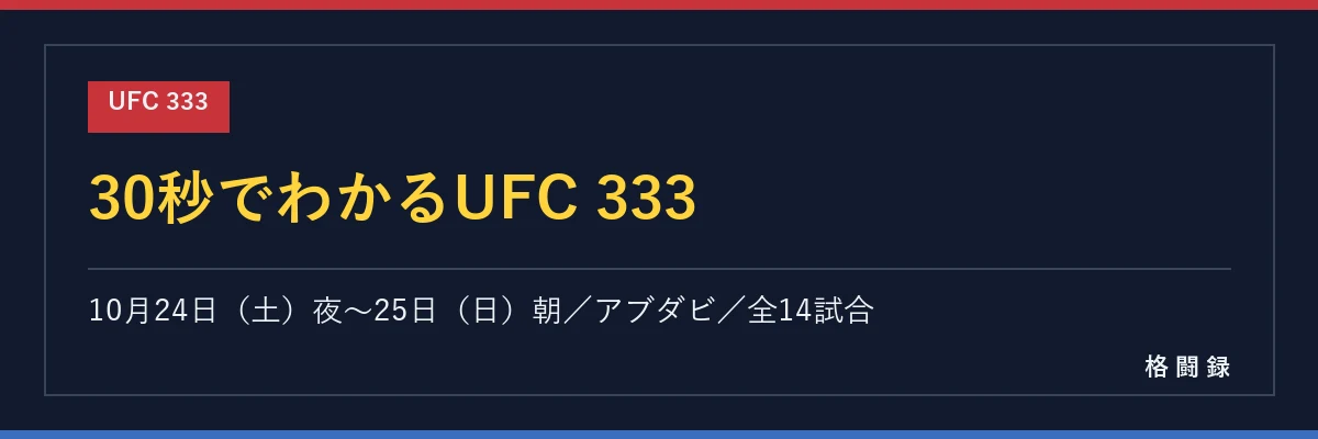 UFC 333 大会の基本情報