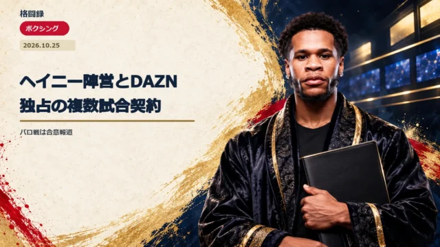 デビン・ヘイニー本人の写真を参照して描いた、DAZNとの複数試合提携を表すイメージ