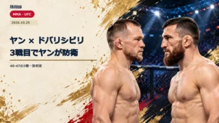 UFC 333で3度目の対戦を迎えたピョートル・ヤンとメラブ・ドバリシビリを本人に似せて描いた試合結果のイメージ
