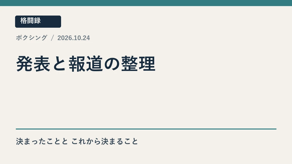 井上尚弥対ロドリゲスの報道と未確定事項の整理