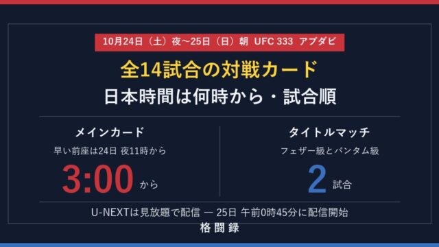 UFC 333 全14試合の対戦カード・日本時間は何時から
