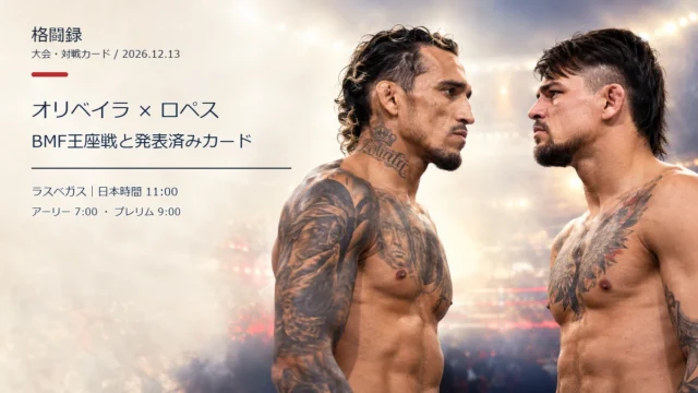 UFC 335の対戦カード。チャールズ・オリベイラとディエゴ・ロペスが向かい合う